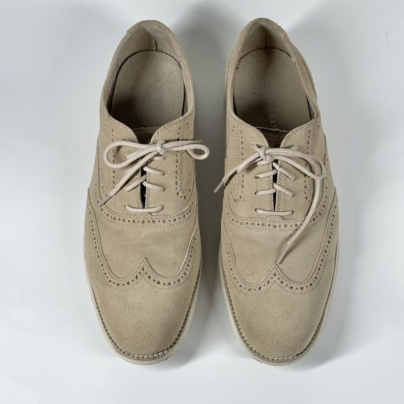Cole Haan Lunargrand Wingtip Cream Beige Suede Shoes C24917  Mens Size 10 M main image 9